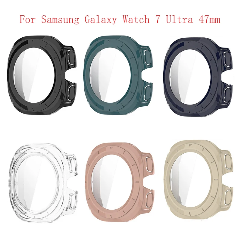 Funda para Samsung Galaxy Watch 7 Ultra 47mm, carcasa protectora de cobertura completa, ultrafina, dureza de PC, vidrio templado integrado