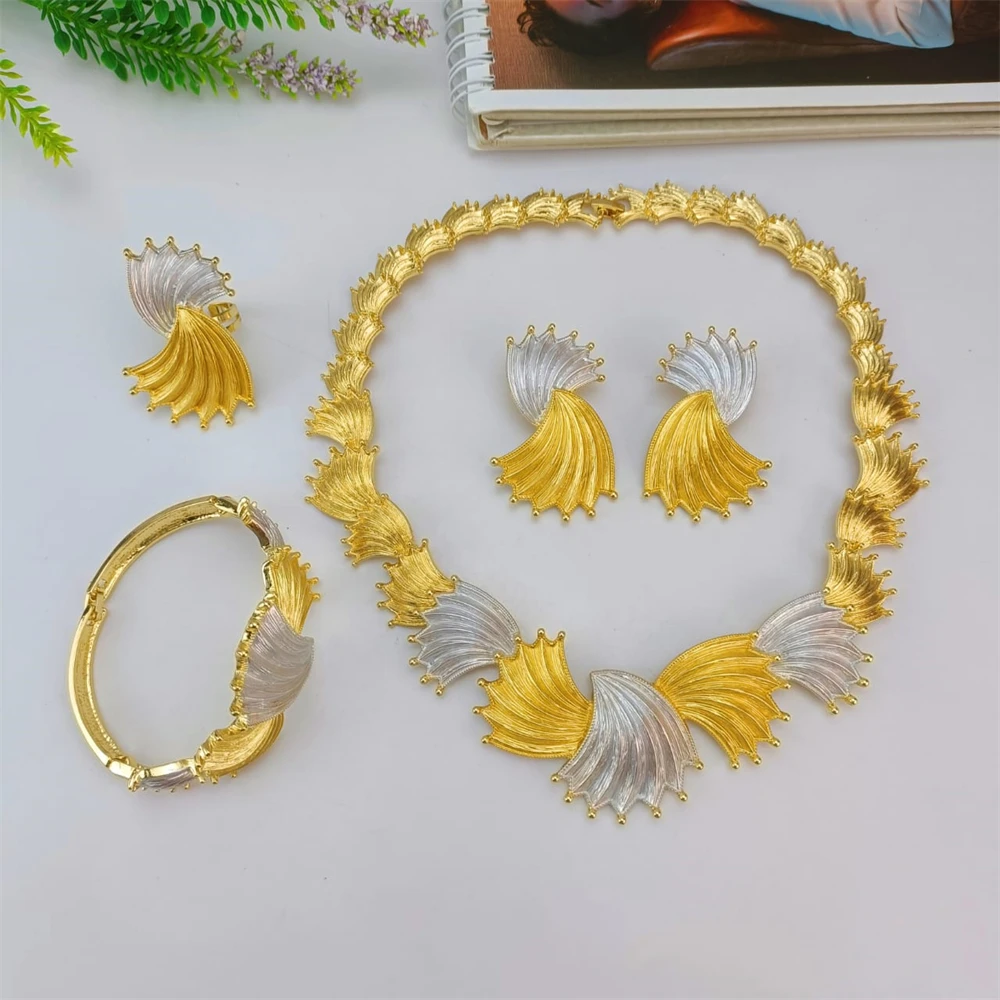 EMMA Nigeria Bridal Handmade Wedding Jewelry Sets Luxury Dubai Gold-plated Necklace Sets For Women Mother Birthday Party Gifts