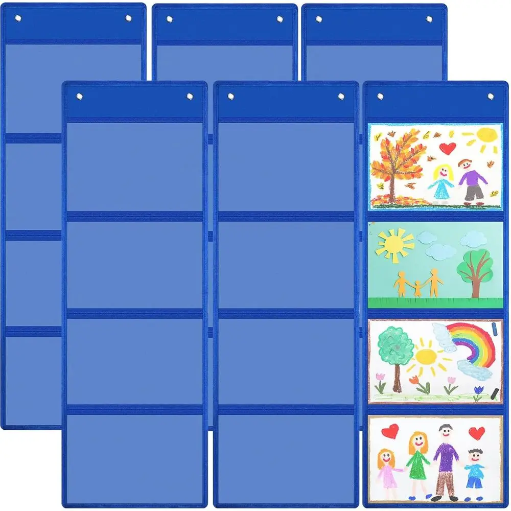 

Reallnaive 6 Pcs Storage ket Cor Classroom 37.4 x 13 in 4 kets Hanging Wall ile Organizer or Teachers Homework Cards Ding Pictur