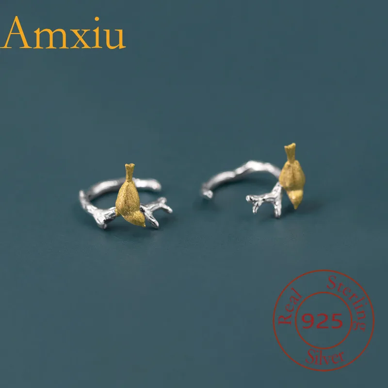 

Серьги-манжеты из стерлингового серебра 925 пробы Amxiu из чистого серебра 925 пробы в китайском стиле, эстетические художественные серьги-манжеты без пирсинга в виде птичьей ветки
