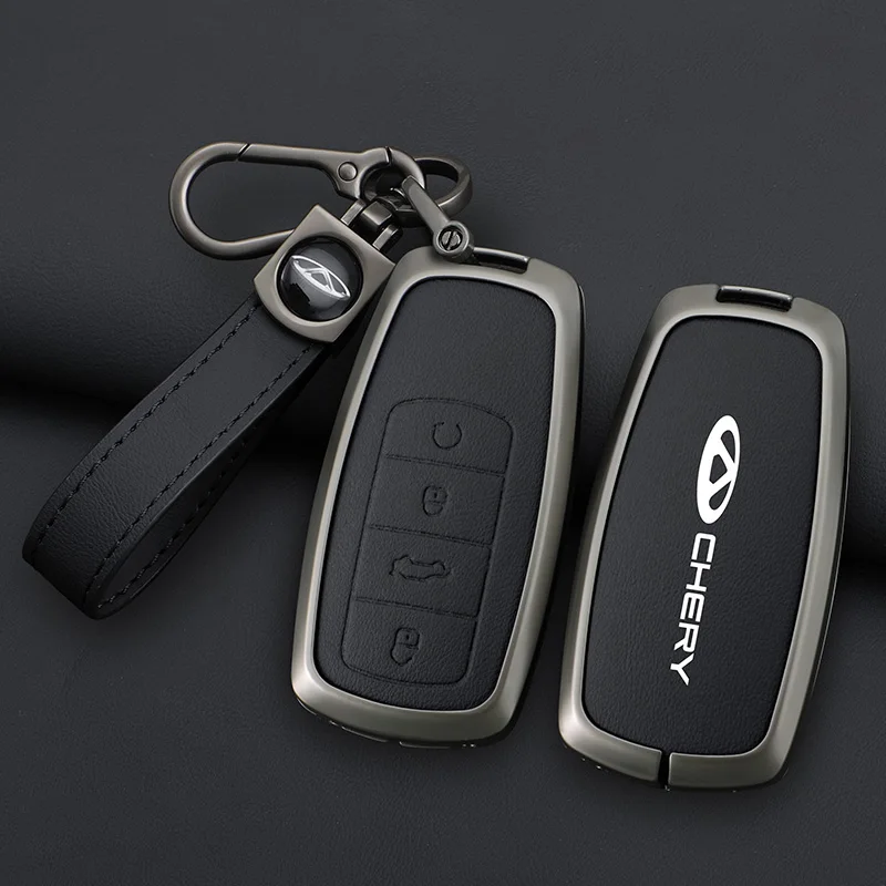 Zinc Alloy Leather Car Key Case Cover Shell Fob For Chery Tiggo 8 Pro Tiggo 8plus New 5 plus 7pro Tiggo 7 Pro Max C5 Accessories