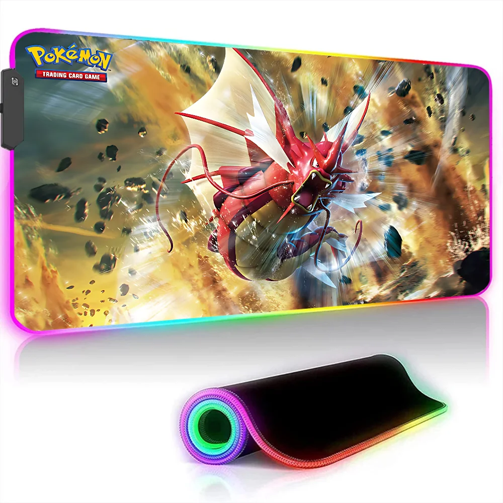 

Xxl Gaming P-pokemon Mouse Pad Rgb Over Edge Back Light Kawaii Non-slip Gaming Desk Accessories Rubber Large Desk Mat Cute Gamer
