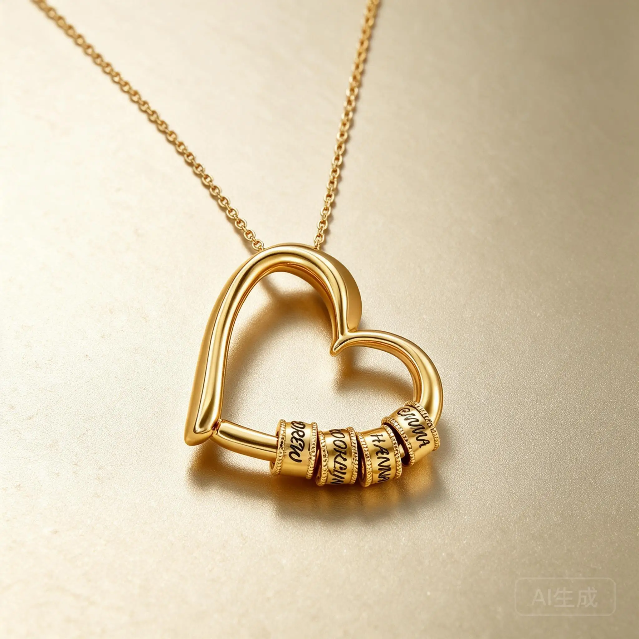 Luxury Engraved Personalized Name Beads Hollow Heart Pendant Necklace Stainless Steel Choker For Women Steel Gold Rose Gold Gift