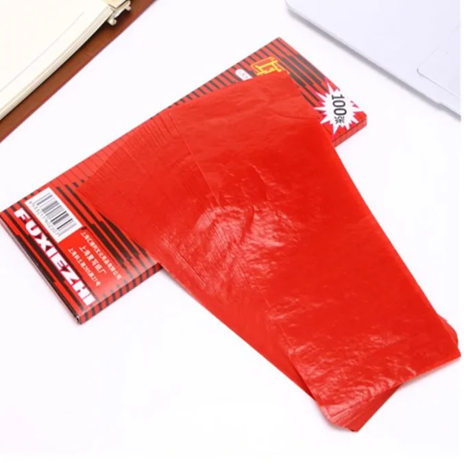 100 sheet /box 38K Red Carbon Stencil Transfer Paper Double Sided Hand Pro Copier Tracing Hectograph Repro 22x8.5cm