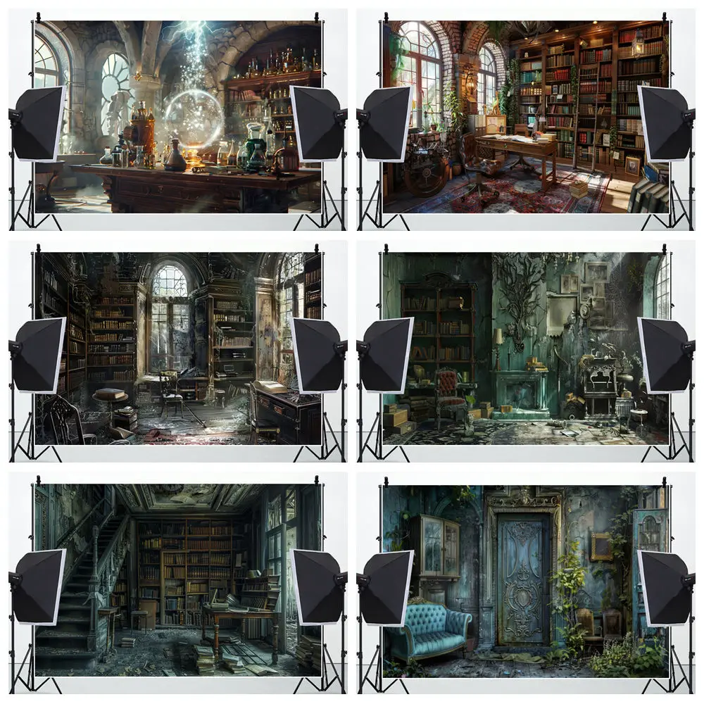Bookstore Background For Photography Broken Desk Chair Backdrop Cloth Home Photography Accessories Maternity Portrait Photozone