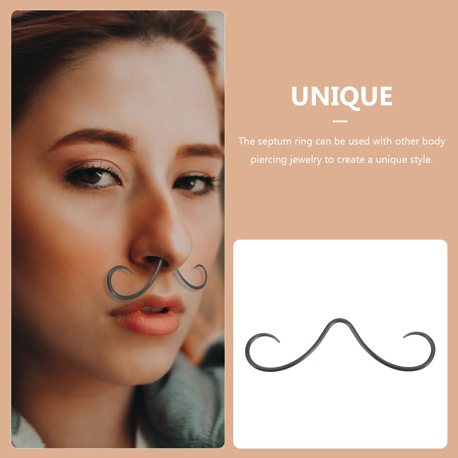 Nose Ring Septum Nasal Stud Earrings Diaphragm Piercings Steel Women's Mustache Titanium