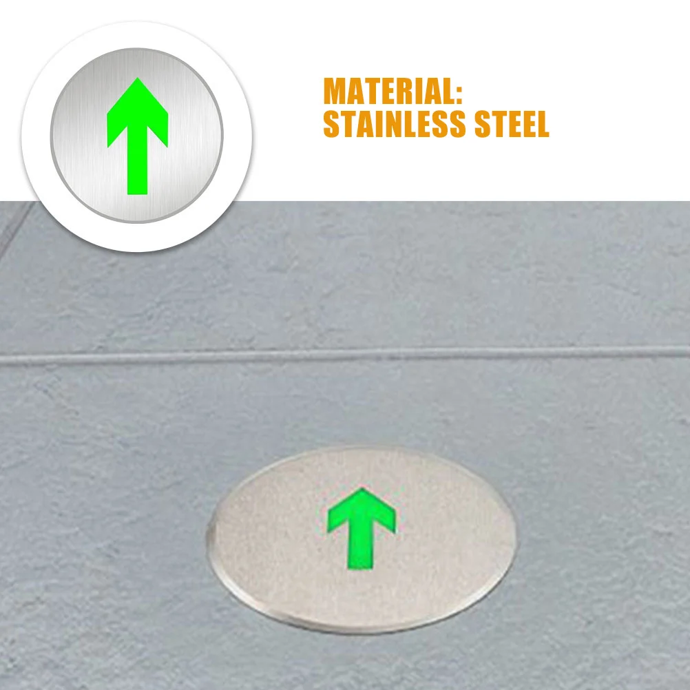 علامة خروج مضيئة ذاتية تتوهج في الأرضية المظلمة علامة إخلاء الطوارئ من الفولاذ المقاوم للصدأ سهلة التركيب #2