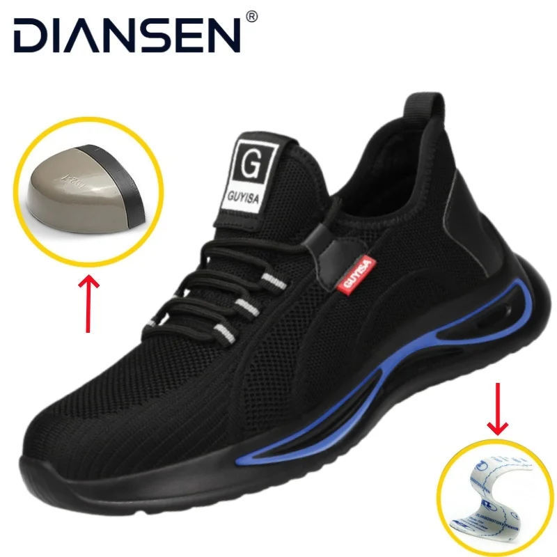 

Lightweight Protective Steel Toe Safety Shoes Men, Anti-Puncture Anti-Smash Non Slip Industrial Work Comfortable Sneakers