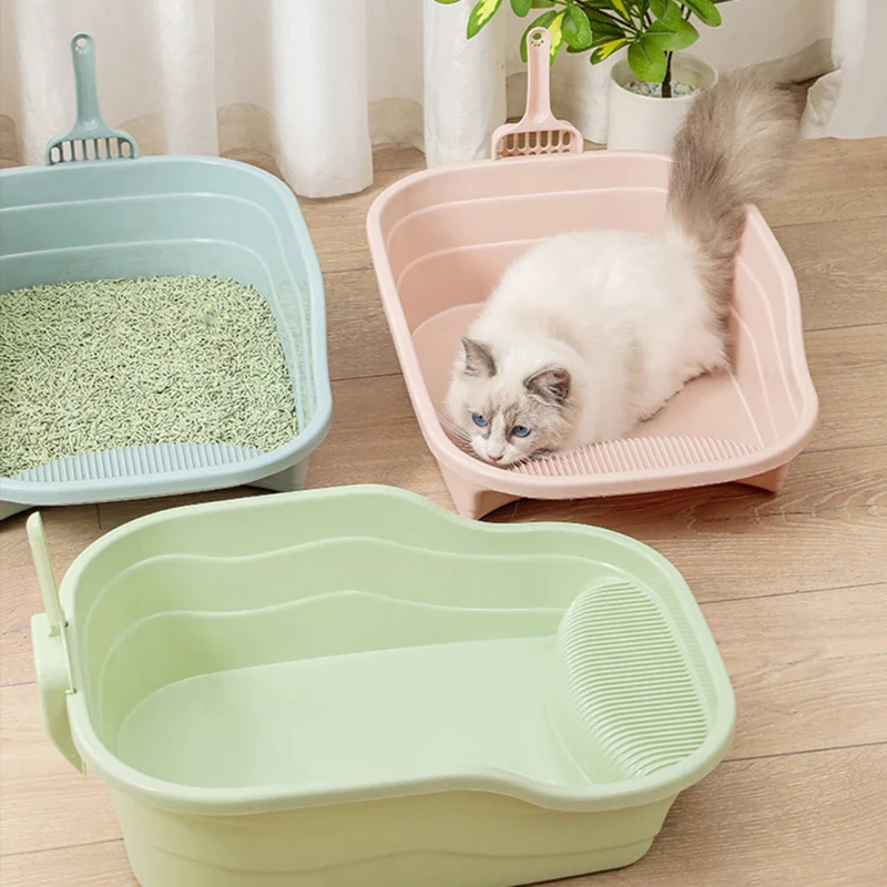 Pet Litter  Cat Litter Box Large Reinforced Deodorant Cat Toilet Splash Proof Cat Litter Shovel Cat Litter Box Pet Supplies Cats