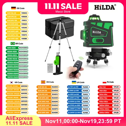 12 Lines 3D Green Laser Level HILDA