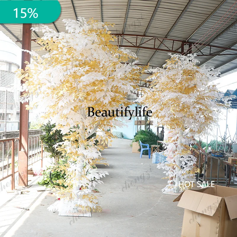 X173 simulated banyan tree indoor and outdoor big tree simulation two-color real wooden pole fake banyan tree