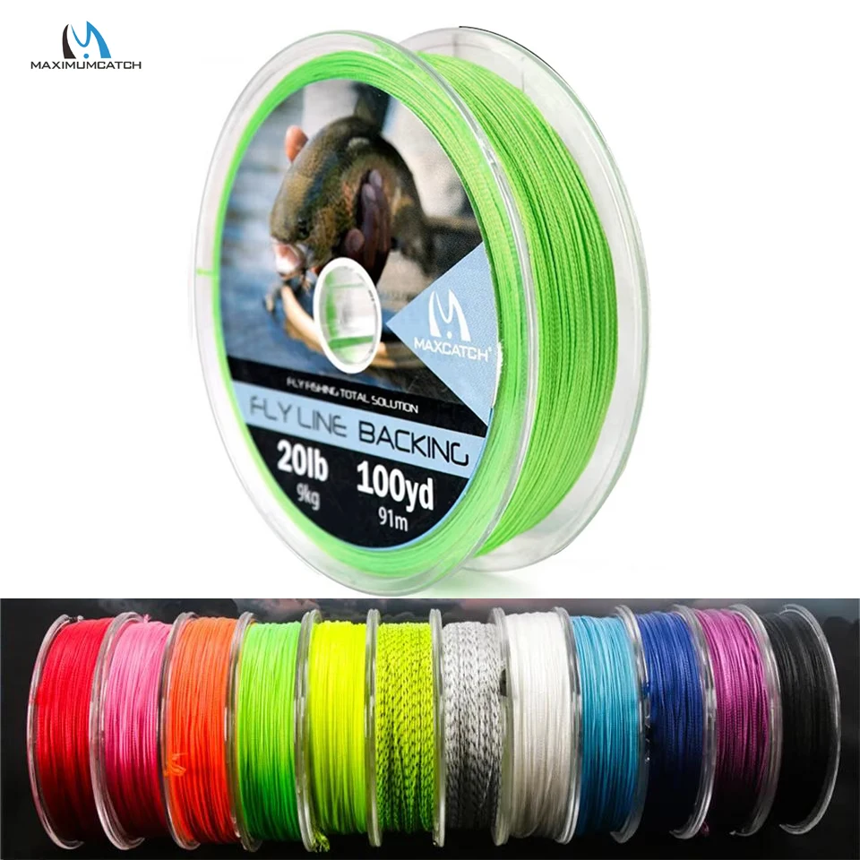 MAXIMUMCATCH Braided Backing Line 20-30LB 100-300Yards Multi-Purpose Colors Durable & Corrosion-Resistant Fly Fishing Line