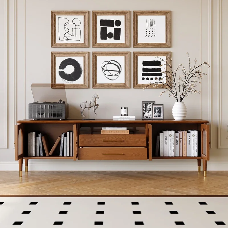 

XL medieval French solid wood TV cabinet living room home coffee table TV cabinet combination locker