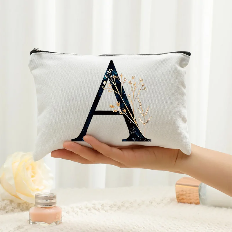 26 حرف زهرة حقيبة مستحضرات تجميل مطبوعة وصيفه الشرف هدية الزفاف التخرج هدية عيد المعلم حقيبة التخزين السفر العطور حقيبة جانبية #4