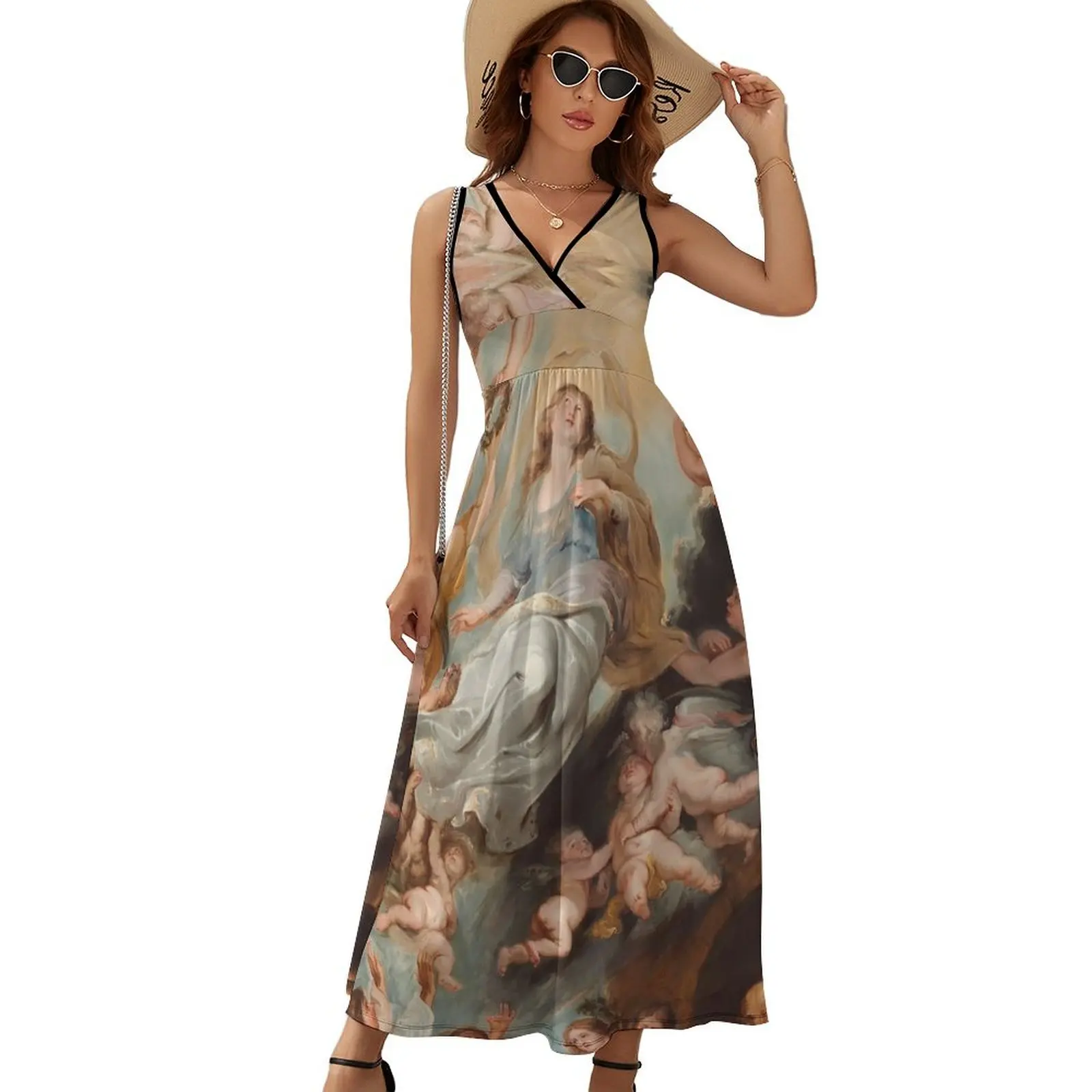 

Oil Painting Rubens Dress The Assumption of The Virgin Aesthetic Boho Beach Long Dresses Women Party Pattern Maxi Dress Gift