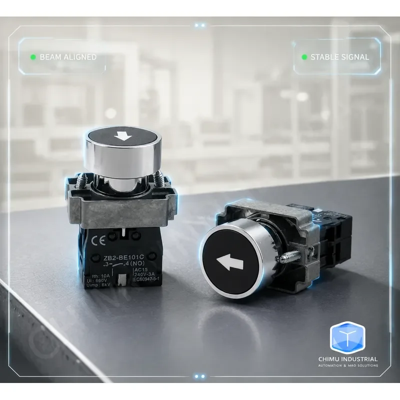【CHIMU INDUSTRIAL】 XB2-BA3351C Flat Head Self-Reset Push Button Switch NO with Arrow Symbol Marking