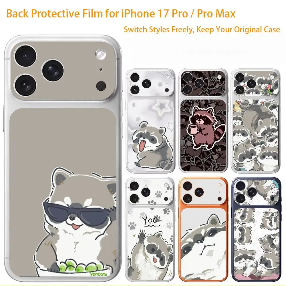 

Cute Little Animal Raccoon 3D Full Body Skin Decal for iPhone 17/Pro/Pro Max Color Rear Protective Sticker