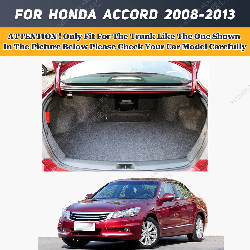 Custom Car Trunk Mat For Honda Accord The 8th Generation 2008 2009 2010 2011 2012 2013 High quality Leather Non-Slip Bottom mats