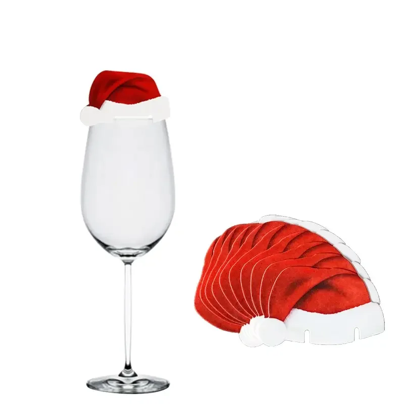 20/30Pcs Cup Card Santa Hat Snowman Wine Glass Ornament 2024 Christmas Decoration Home Party Navidad Noel Holiday Decor Supplies