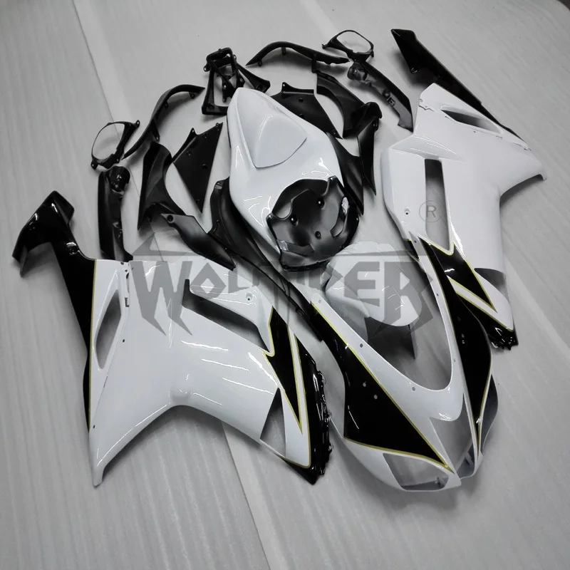 injection Fairings kit forZX-6R 2007 2008 white black ZX6R 07 08 ABS bodywork kit motorcycle fairings