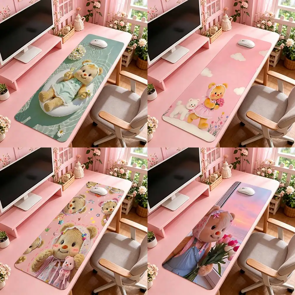 Kawaii B-butterbear Mouse Pad Computer Mat Deskpad Laptop Keyboard Mat Office Large Landscape Mousepad