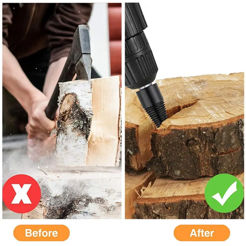 Easy Firewood Chopping Attachment Firewood Drill Bit Set High Efficiency Sharp Head Design Corrosion Resistant Wood for Easy