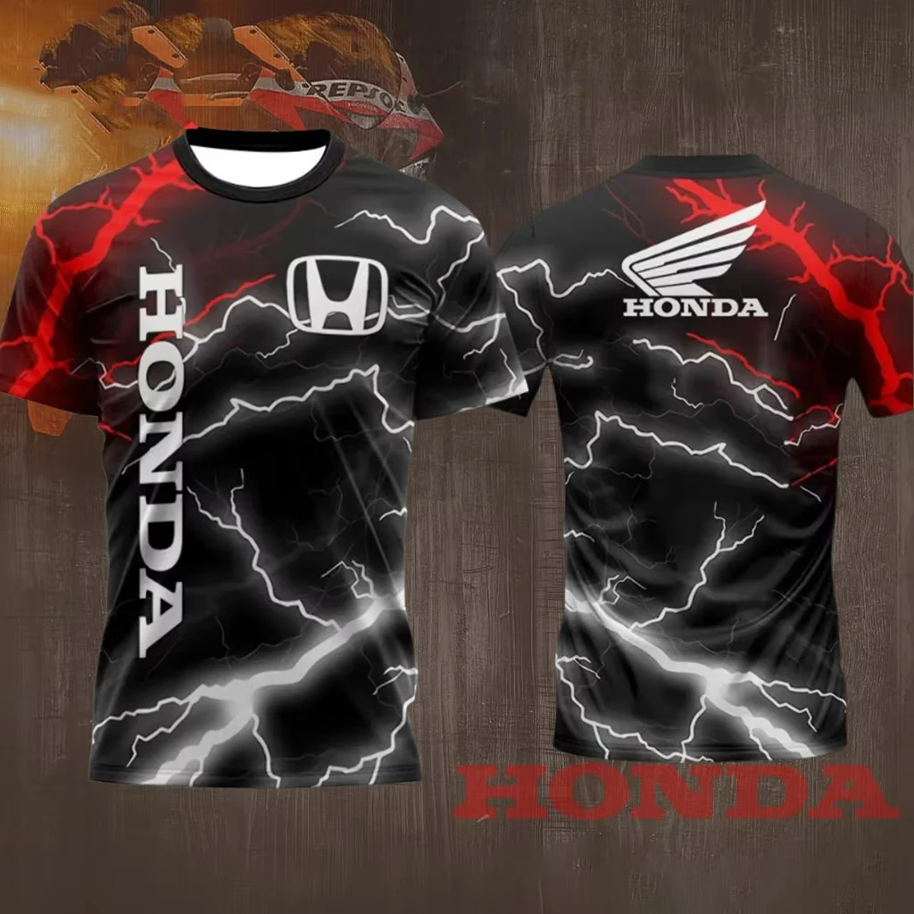 

Лето 2025 г., новый мужской и женский мотоциклетный гоночный костюм Honda, быстросохнущая футболка с круглым вырезом и короткими рукавами для езды на велосипеде на открытом воздухе