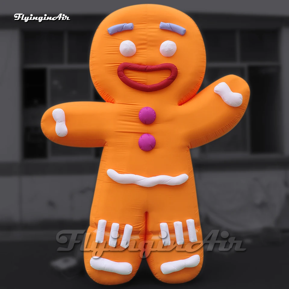 Attractive Cute Giant Inflatable Gingerbread Man Christmas Biscuit Model Smiling Cartoon Cookie Balloon For Event