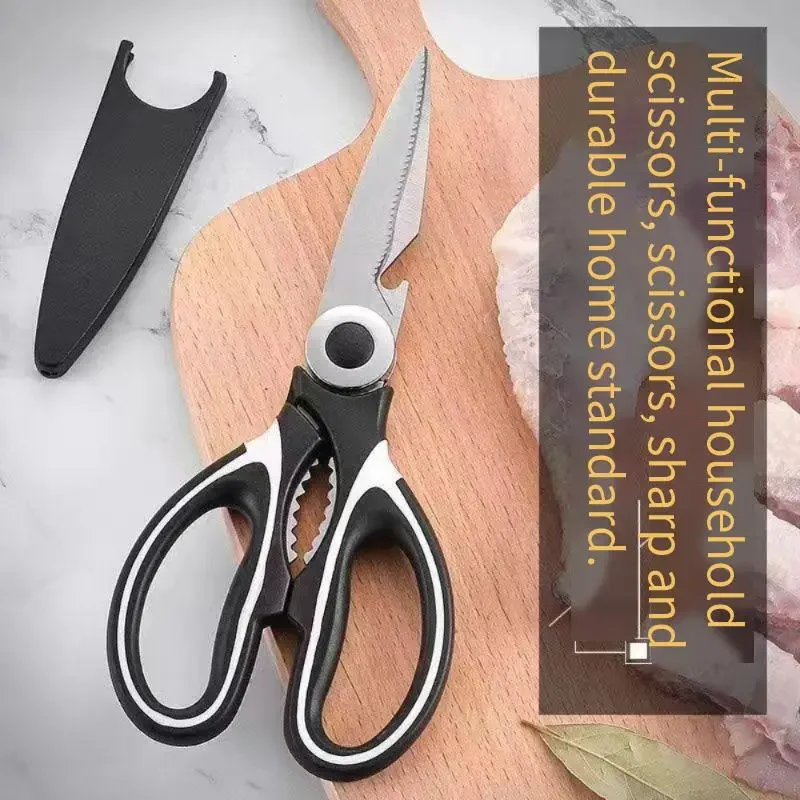 Multifunctional Kitchen Food Scissors, Stainless Steel Heavy Duty Chicken Bone & Fish Scissors, Home Cooking Cutting Shears