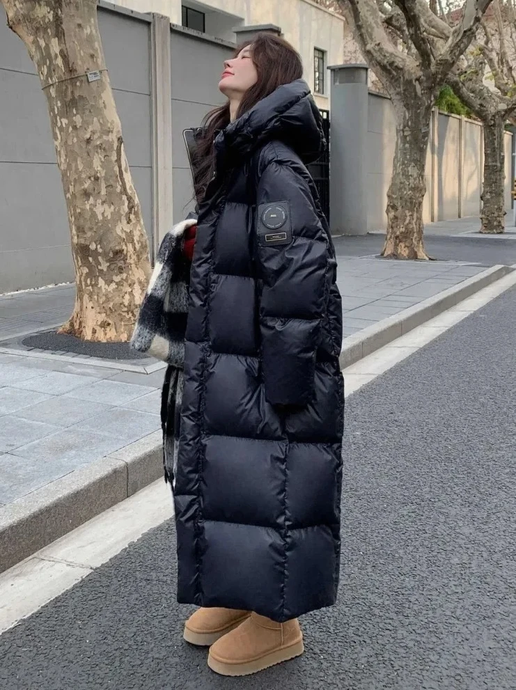 Veste longue bouffante au dessus du genou pour femme, Parka d'hiver épaisse coupe-vent avec fermeture éclair, manteau chaud rembourré en coton noir, nouveau 2026