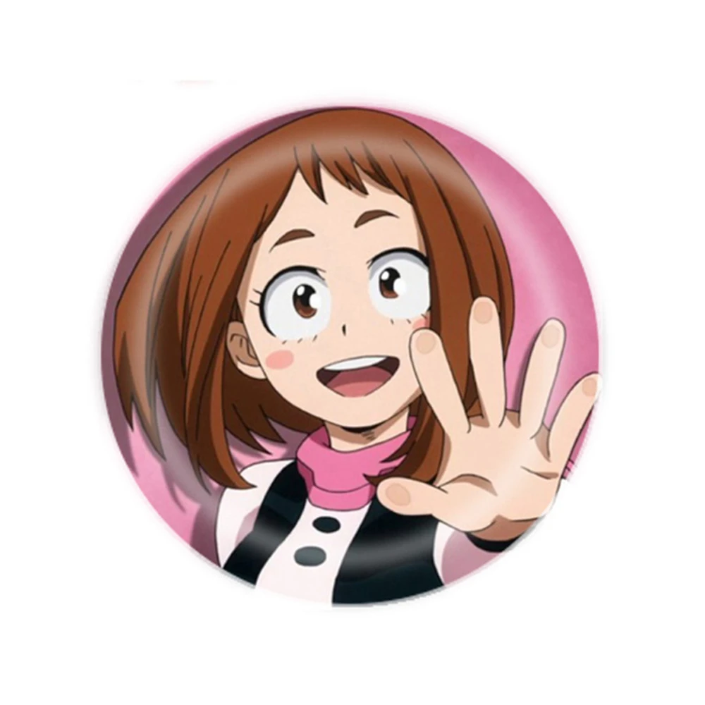 58 มม. อะนิเมะ Boku no Hīrō My Hero Academia ‌   Ashido Mina Midoriya Izuku Deku FROPPY คอสเพลย์เครื่องแต่งกาย Badge Pin SPTE Tinplate Broo
