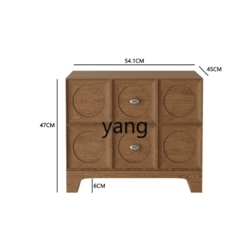 

LMM Chinese Style Bedside Table Living Room Log Art Chest of Drawers Bedroom Movable Bedside Cabinet