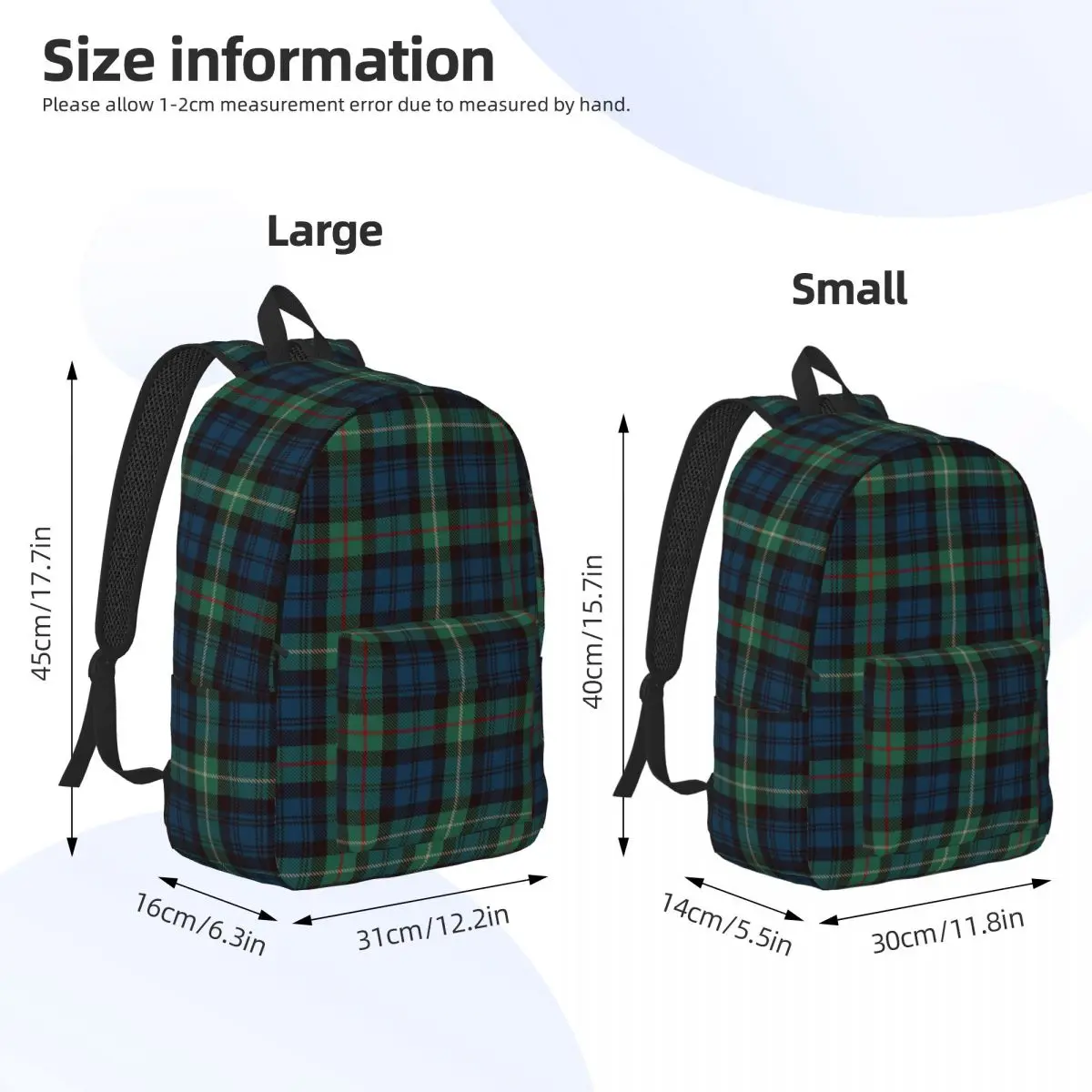 Tartan Rustic Green Blue Black Watch Plaid Holiday Backpack Men Women Teenage Student Daypack Check College Shoulder Bag