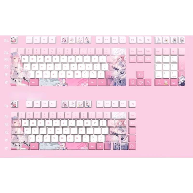 108 Keys/Set  Blue Archive Misono Mika Cute Sexy Girl PBT keycaps for MX Switch Keycap for Mechanical Keyboard Game Custom