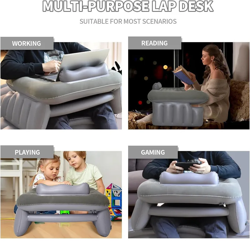 New Travel Reading Mat Computer Desk Folding Home Leisure Inflatable Table Portable Laptop Desktop Playing Working Gaming Pillow