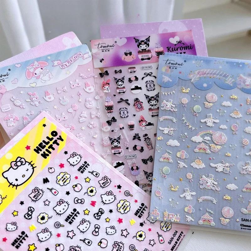 Sanrio การ์ตูนน่ารัก HelloKitty Kuromi Cinnamoroll My Melody สติกเกอร์เล็บเคสโทรศัพท์ถ้วยน้ําสติ๊กเกอร์ตกแต่งขายส่ง