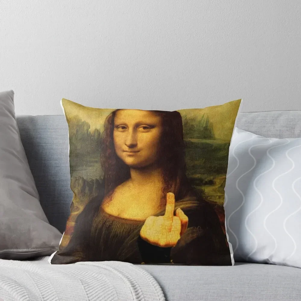 

Mona Lisa - Gives the Finger Throw Pillow Cushions For Children Pillow Cases Decorative Luxury Pillow Cover