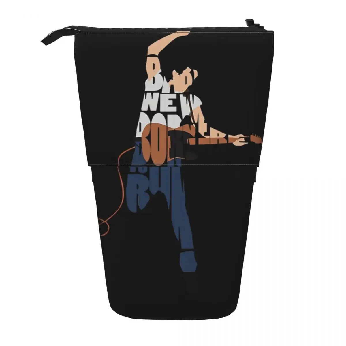 Bruce Springsteen Typography Art Inspirowl Design Transparent Reversible Pencil Case for Kids School Pen Box Pencil Bag