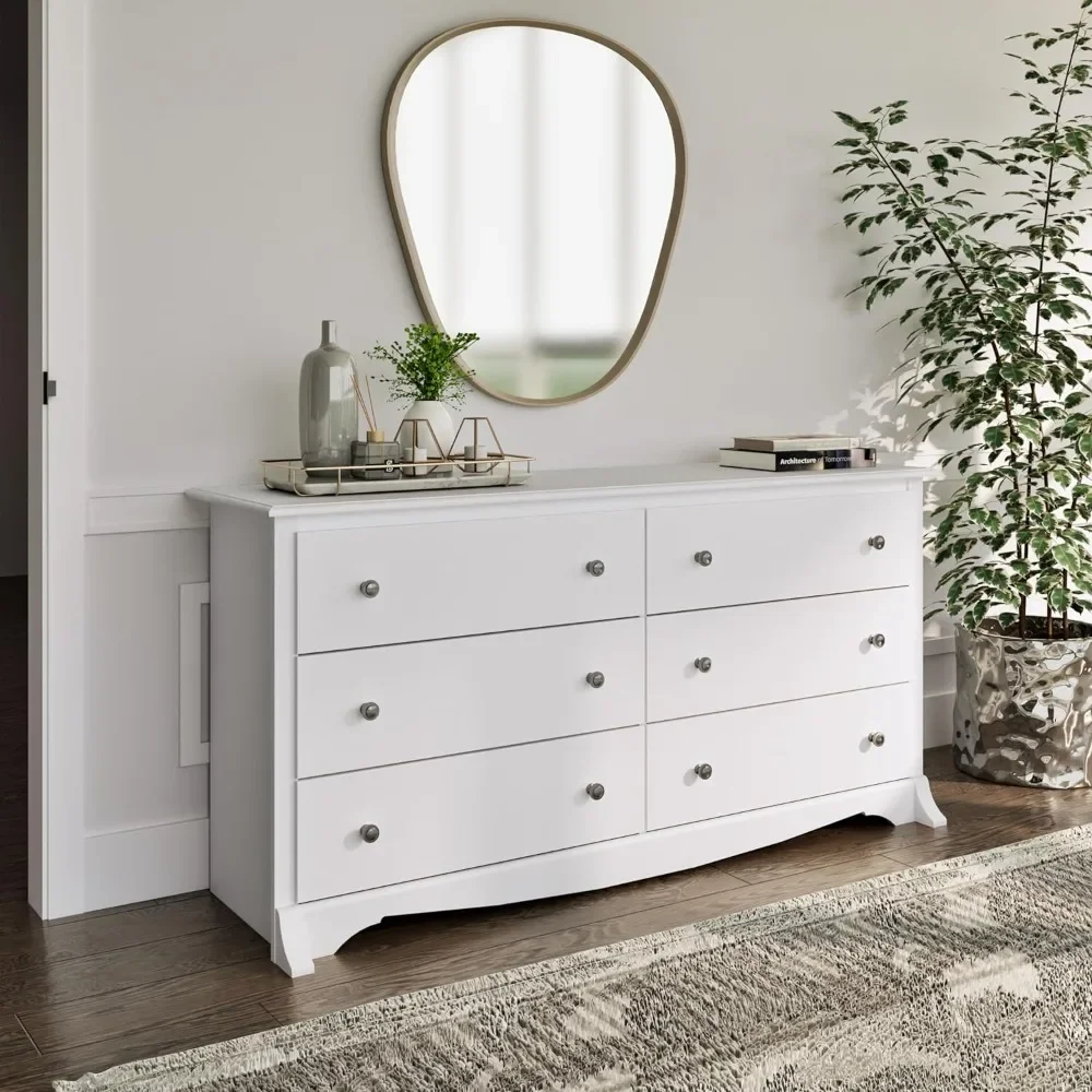 Bedroom Furniture:Double Dresser for Bedroom, 6-Drawer Wide Chest of Drawers, Traditional Bedroom Dresser, WDC-6330-V