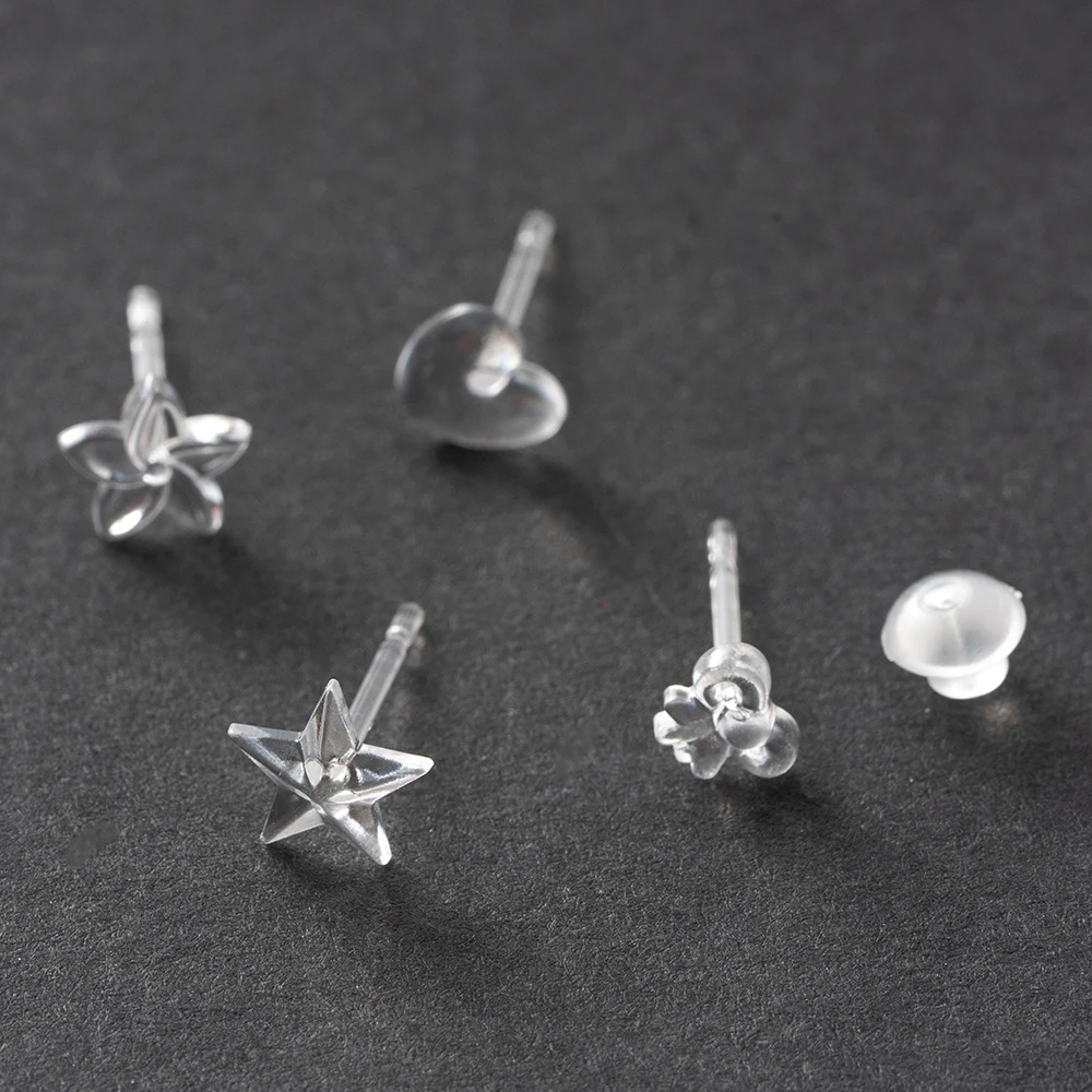 Invisible Clear Plastic Earrings, Sensitive Ears