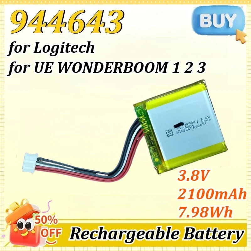 

944643 3.8V 2100mAh 7.98Wh for Logitech for UE WONDERBOOM 1 2 3 Replacement Battery Bluetooth Speaker 360 Surround Sound Parts