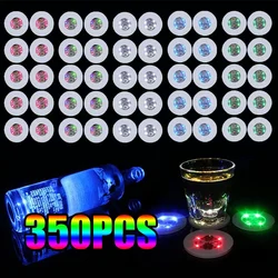 350PCS Luminous Coaster LED Bar Drinks Cup Pad Wine Liquor Bottles Coaster Atmosphere Light Cup Sticker Light-emitting Props