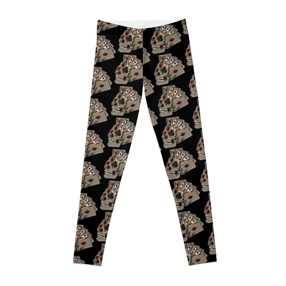 

Poker Skull Card Dealer Gambler Luck Jackpot Leggings Women's tights jogging pants Womens Leggings