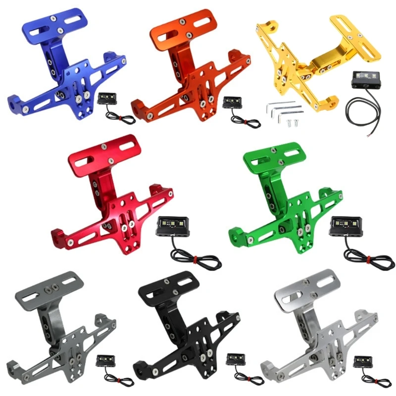 

Aluminum Bike Number Plate Frame with Integrated LED Light Stylish Portable Motorcycle Plate Support with LED Light