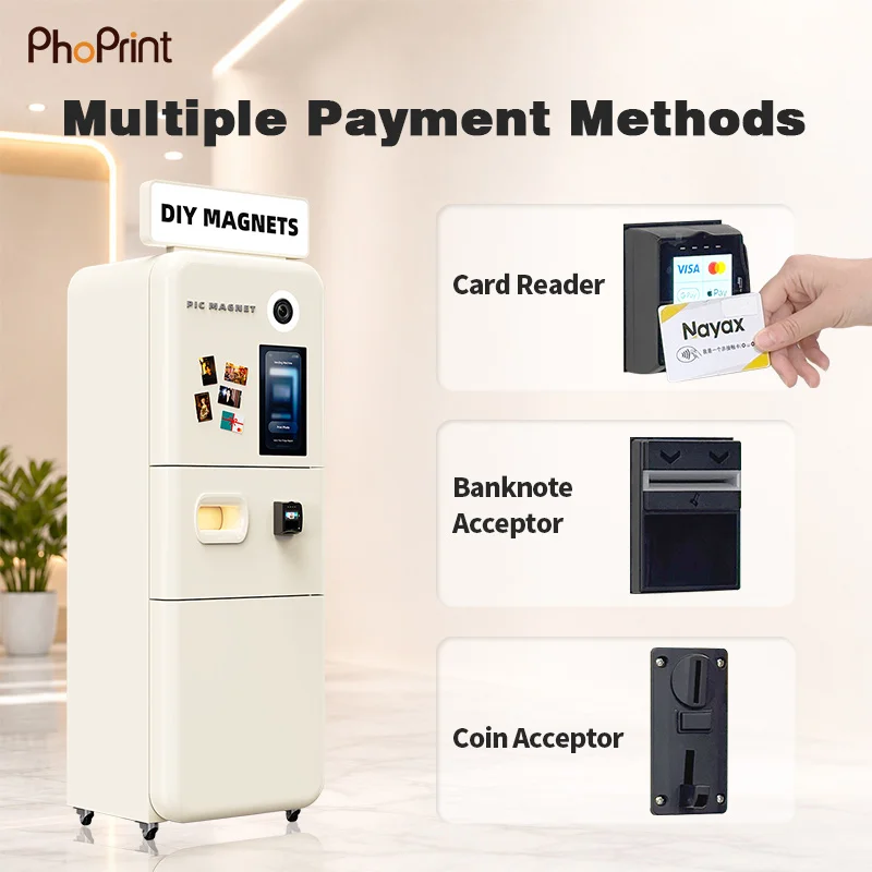 Card Reader Payment Fridge Magnet Photo Booth Machine Multiple Filters Cute Photo Booth Freestanding Photo Booth