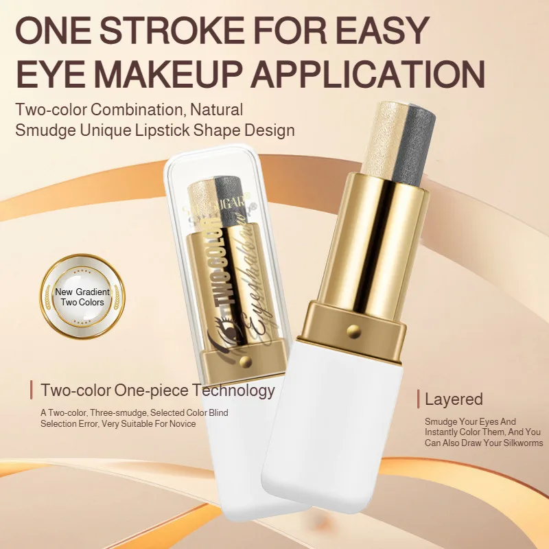 2-in-1-Lidschattenstift mit Farbverlauf, Schimmer, Perlen, Glitzer, Lidschatten, Make-up-Stift, Textmarker, Lidschattenstift für Party-Bühnenausbildung