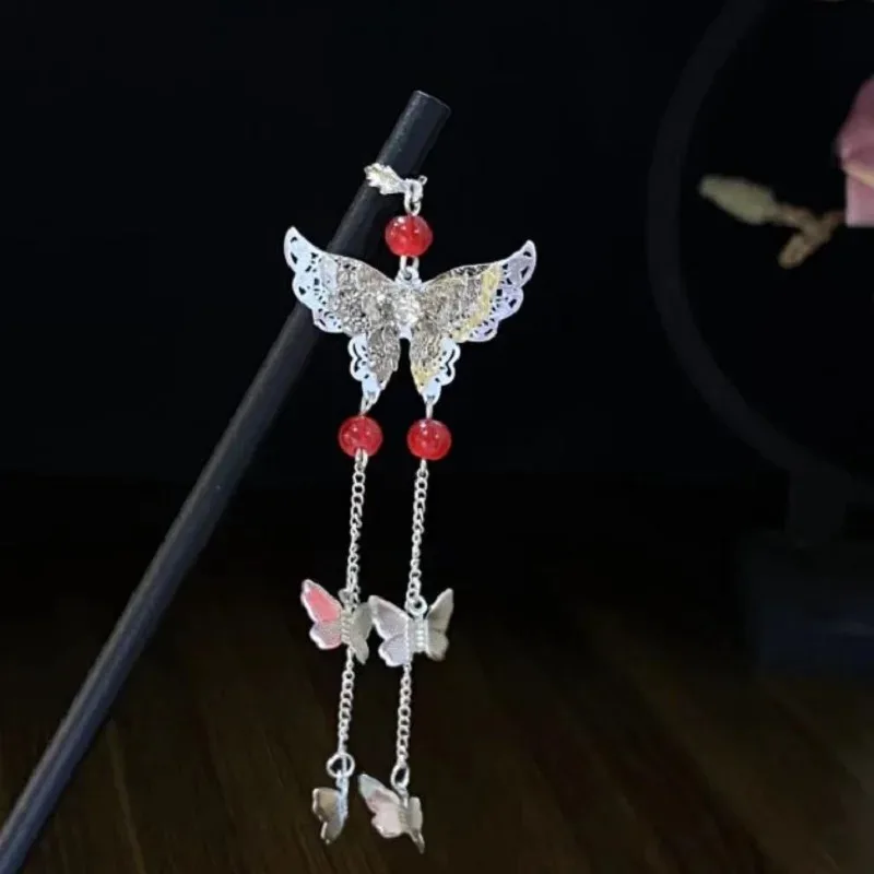 TGCF cosplay butterfly hair sticks for women anime tian guan ci fu huacheng hairchopstick disk sticks hairpin hairclip headdress