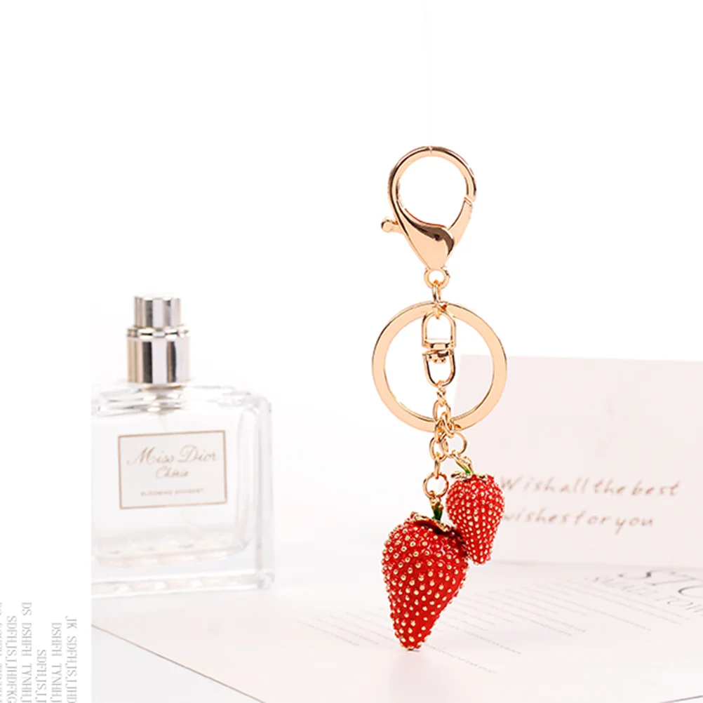 Car Jewelry Miss Friut Design Key Ring Bag Hanging Pendant Strawberry Keychain Charm Women