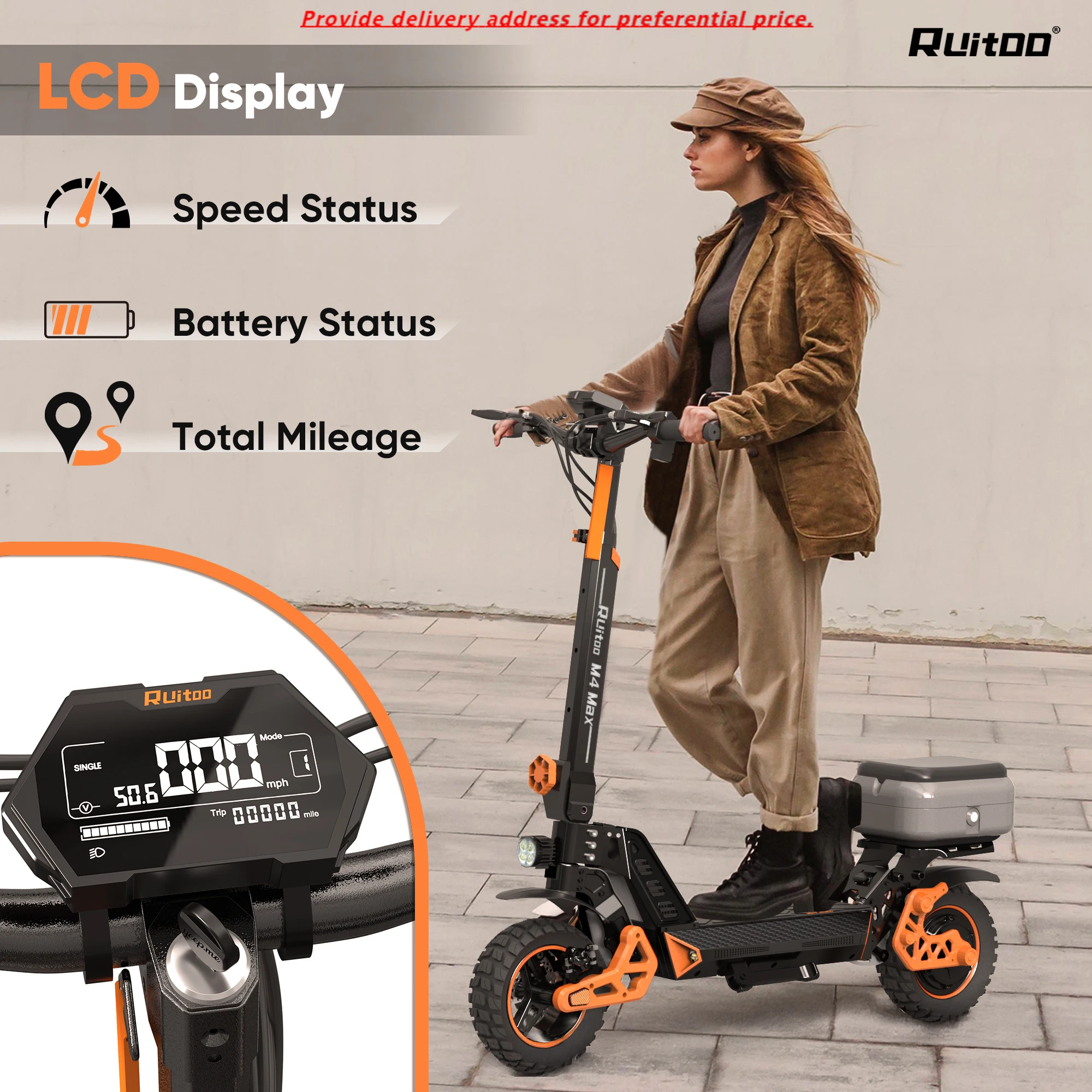 

Ruitoo Factory Direct M4MAX 1000 Вт оптовая продажа в Китае дешевый мощный складной дисковый тормоз электрический скутер взрослый скутер электронный