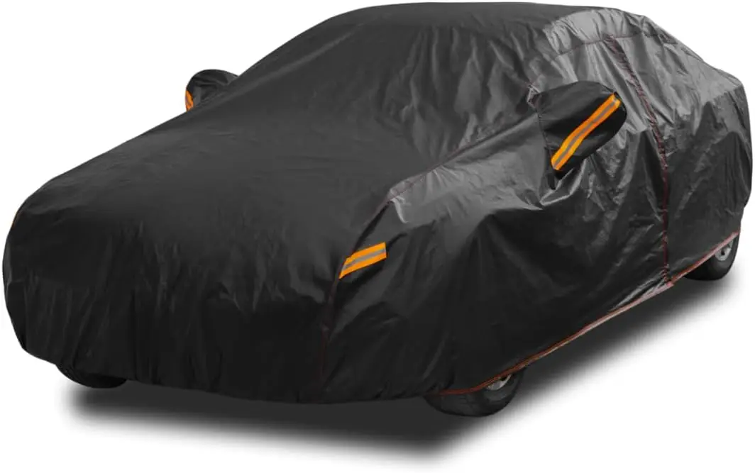 

6-Layer Heavy Duty Car Cover Waterproof All Weather Protection with Cotton Liner, Universal Fit for Sedans